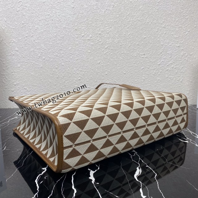 Prada專櫃新款刺繡織物包購物袋 1BA356 普拉達大號無長肩帶手提刺繡托特包 csp1148